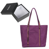 NUBILY Large Stylish Purple Canvas Shoulder bag for women Utility Tote Bag with Pockets Teacher bag