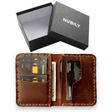 NUBILY Leather Pocket Wallet Slim Front Wallet Fit in Pocket Leather Bifold Wallet with Card Holder