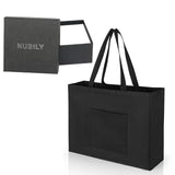 NUBILY Reusable Grocery Shopping Bags Black Zipper Tote Bags with Front Holding Pocket