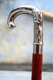 NUBILY Brown Wooden Walking Stick Vintage Chromium Alloy Antique Stick with Handle