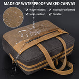 NUBILY Waterproof Briefcase Waxed Canvas Briefcase Bag Large Carrying Briefcases for Business Travel Work