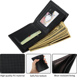 NUBILY Men's Wallet Soft PU Diamond Plaid Multi-Card Wallet Portable Short Wallets