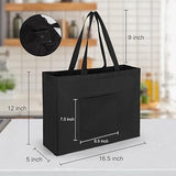 NUBILY Reusable Grocery Shopping Bags Black Zipper Tote Bags with Front Holding Pocket