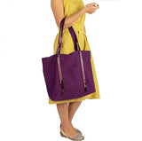 NUBILY Large Stylish Purple Canvas Shoulder bag for women Utility Tote Bag with Pockets Teacher bag